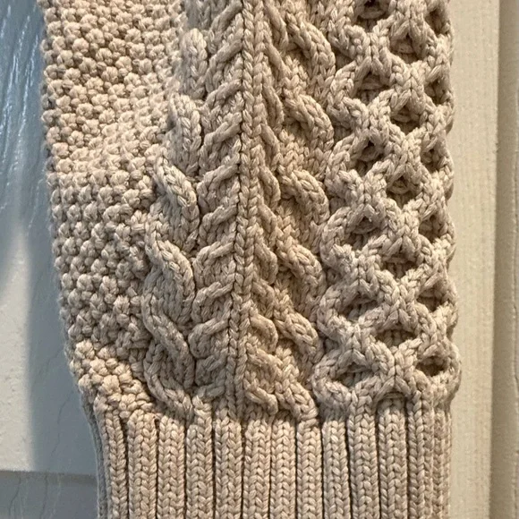 J. Crew Cropped Cable-knit Sweater - Classic Cardigan -Size Large tan black - Picture 12 of 15